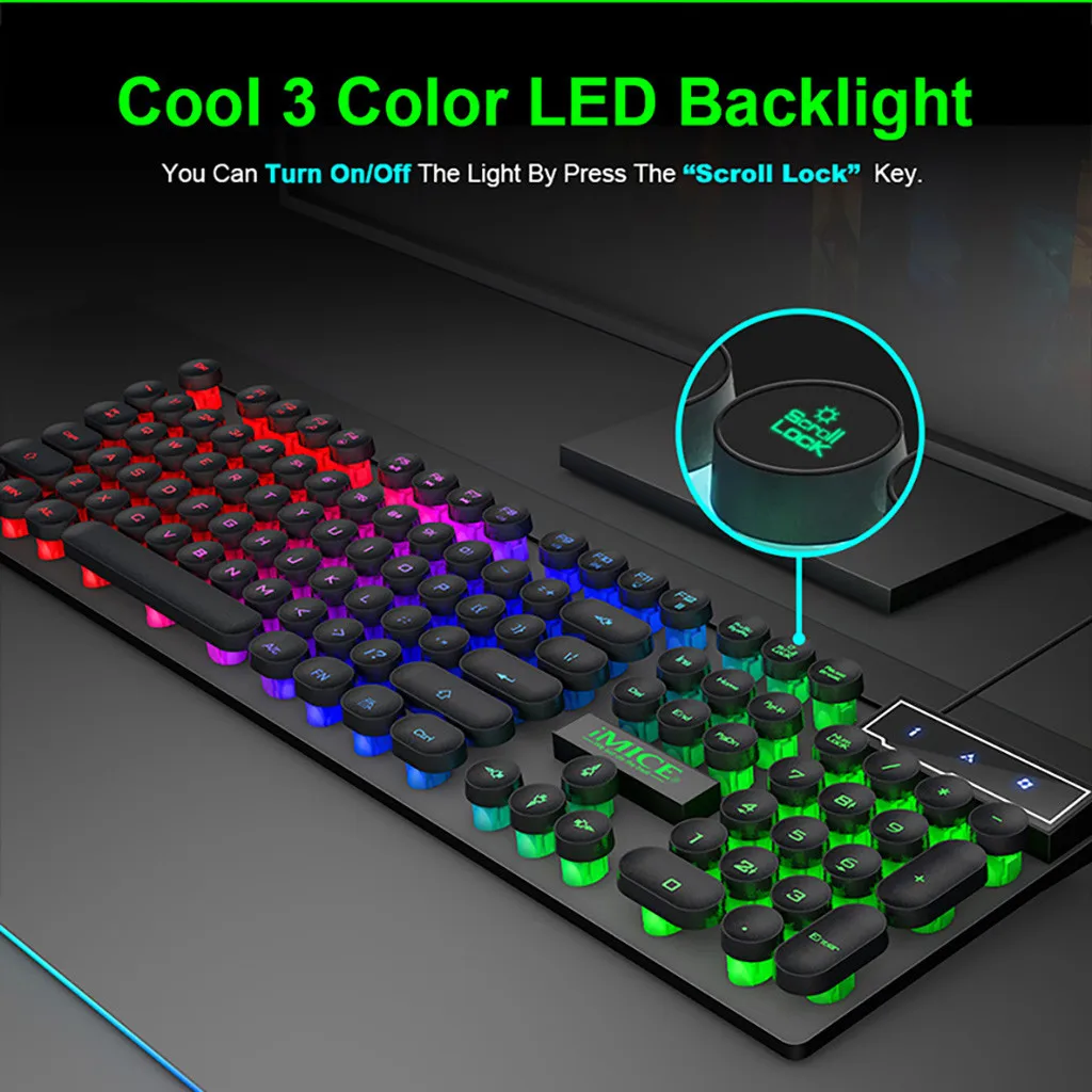 IMice AK-800 игровая клавиатура с подсветкой и подсветкой RGB Gamer для ПК и ноутбука