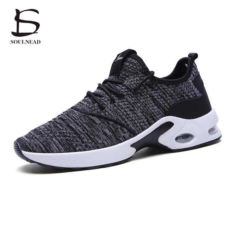 Korean Version Of Flying Weaving Air Cushion Sneakers Men's Trend Cushioning Casual Shoes Lightweight Non-Slip Running Shoes