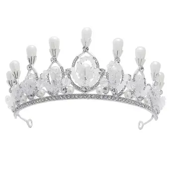 

1pc Crown Crystal Vintage Bride Pearl Headdress Tiara Wedding Crown