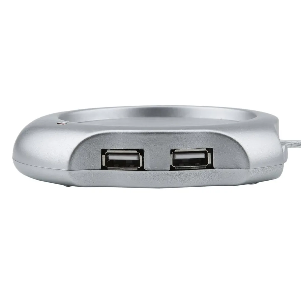 4 порта usb-хаб, чашка для чая, кофе, кружка, подогреватель 50 Макс., температура жидкости, электрическая грелка для ПК, подогреватель, подставка для напитков, чашка, серебряная капля