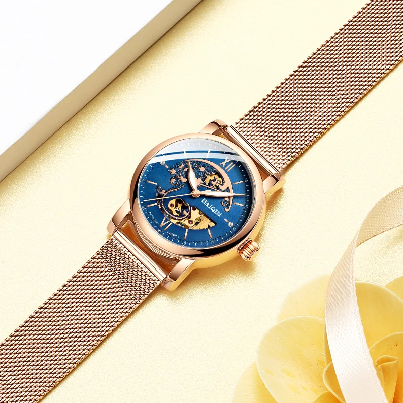 HAIQIN Брендовые женские часы, автоматические механические часы, спортивные часы, повседневные деловые наручные часы, золотые Relojes Mujer Montre Femme