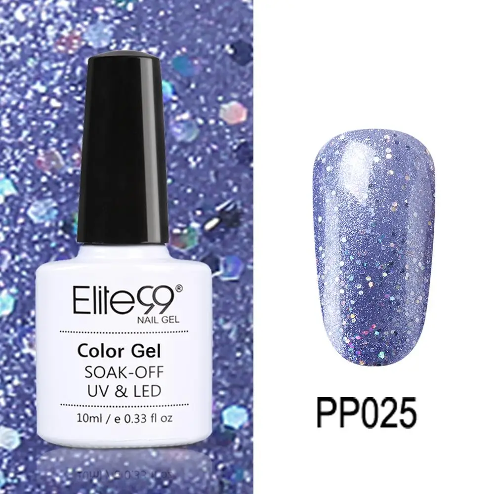PP025 Elite99, 10 мл, гель для ногтей фиолетового цвета, модный УФ-гель для ногтей, замачиваемый, Полупостоянный светодиодный лак для ногтей - Цвет: PP025