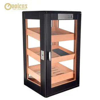 

VOLENX 3-Drawers Glass Cigar Cabinet Luxury Elegant Cigar Box with Hygrometer Large Capacity Cigarette Storage Box for Club Home