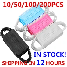 10-200pcs Disposable Mask Non-woven Face Masks 3 layer Ply Filter Anti Dust Breathable Adult Mouth Mask Black Protective masks