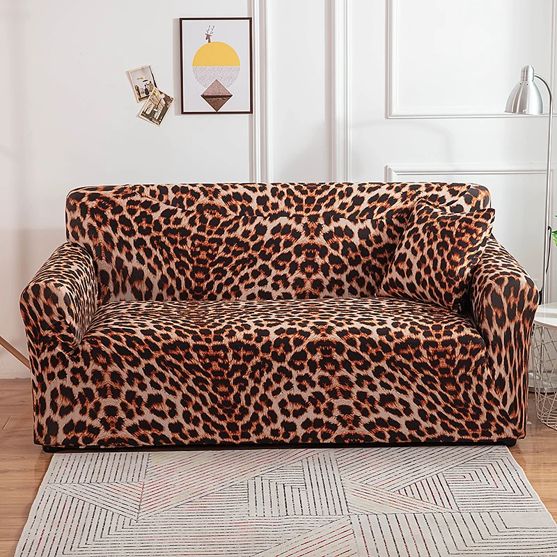 Home Living Luxury Leopard Print Sofa Decor Seat Protector Cover Elastic Slipcover Stretch Couch Cover 1-4 Seaters Sofa Cover 2