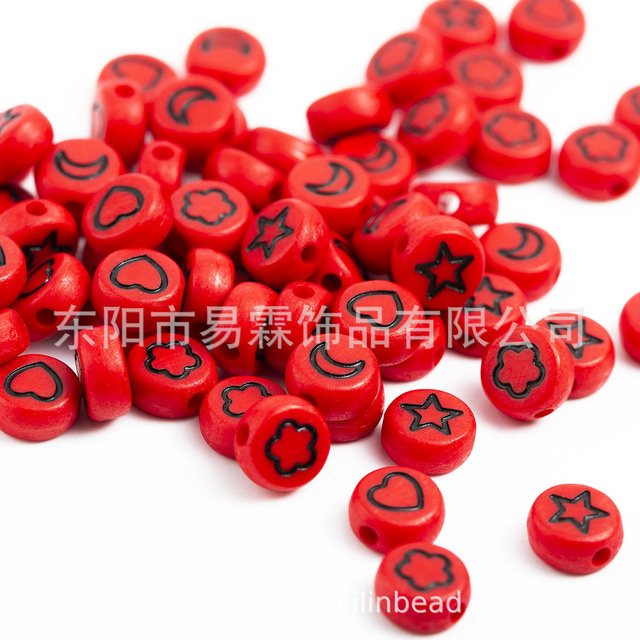 style 100pcs4*7mm acrylic letter beads oblate, star, moon, flower-shaped, heart-shaped mixed DIY jewelry accessories