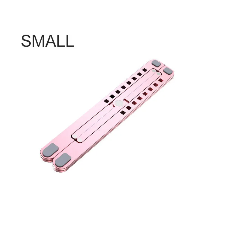 small size pink Подставка для ноутбука, складная подставка для ноутбука, подставка для Macbook, подставка для ноутбука, противоскользящая, прочная, алюминиевый сплав, охлаждающий кронштейн для компьютера - Цвет: small size pink