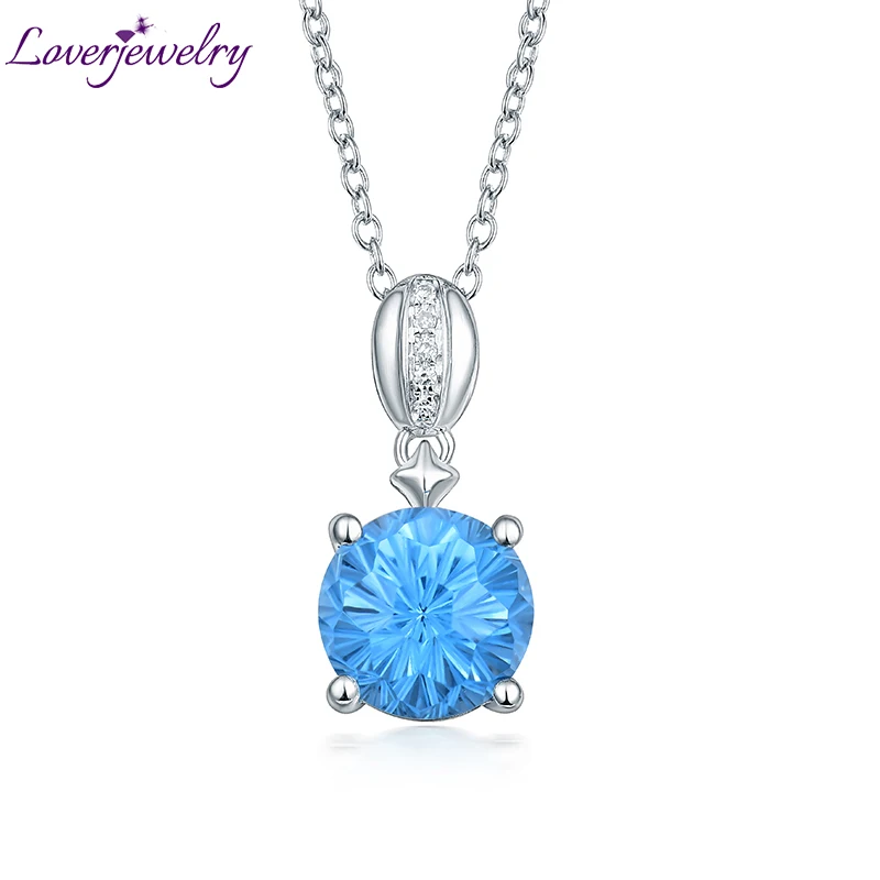 Topaz Pendant LOVERJEWELRY, женская подвеска, любящий природный топаз, Бриллиантовая подвеска, ожерелье, хорошее ювелирное изделие на день рождения дочери, подарок, 18 К, белое золото - Цвет камня: Topaz Pendant