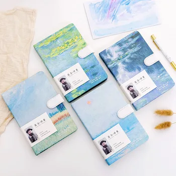 

JUGAL Monet Impression Magnetic Diary A5 hard copy Notebook horizontal line pages Hardcover Notepad Korean stationery Gift