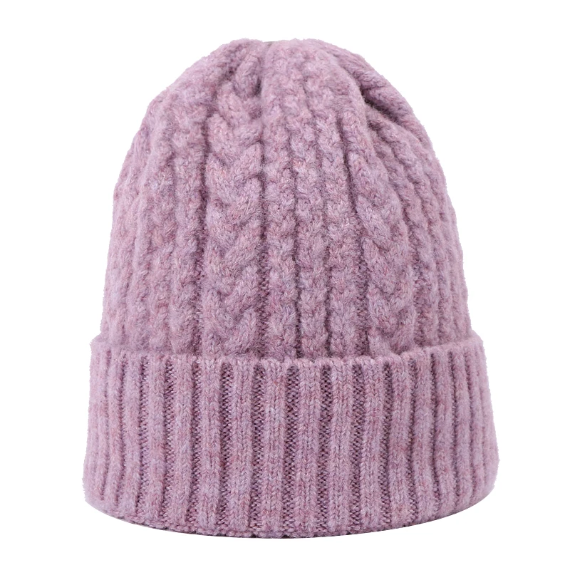 Вязаная Шерстяная Шапка Skullies Beanies для мужчин и женщин Зимняя безопасная шапка Толстая теплая хлопковая шапка Уличная Повседневная однотонная Кепка в стиле унисекс - Color: M
