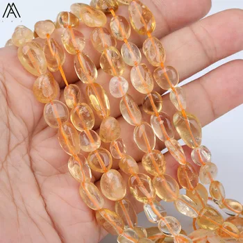 

45pcs/strand,6-8mm Natural Citrines Quartz Freeform Chip Spacer Loose Beads For DIY Bracleet Necklace Jewelry Findings XT-03AMBJ