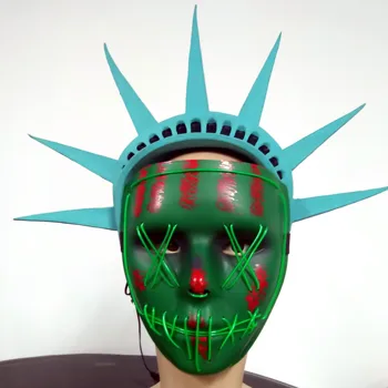 

Statue of Liberty Crowns Visors Headwear Caps Hat Head halloween latex costume cosplay larp Purge Mask EL wire Mask LED light