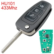 

433Mhz 3 Button Remote Car Key Flip Keyless Entry Fob HU101 Blade Keyless Entry for Ford Mondeo Focus Fiesta Titanium 2011 2012