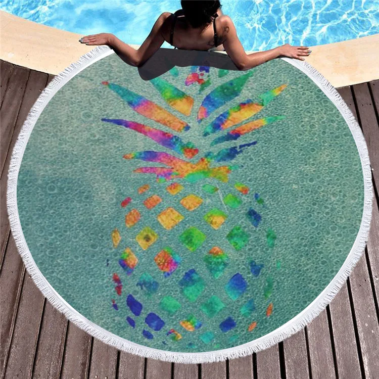 

2019 Pineapple Towel Beach Round Flamingo Tassel Microfiber Beach Towels Summer Sunbath Polyester Bath Towel Serviette De Plage