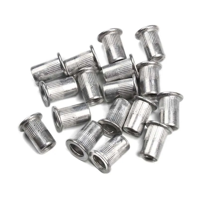 90/93Pcs Алюминиевая заклепочная гайка M3 M4 M5 M6 M8 M10 Алюминий сплав Rivnut плоской головкой заклепки с резьбой вставка из нержавеющей стали Nutsert Кепки заклепочная гайка