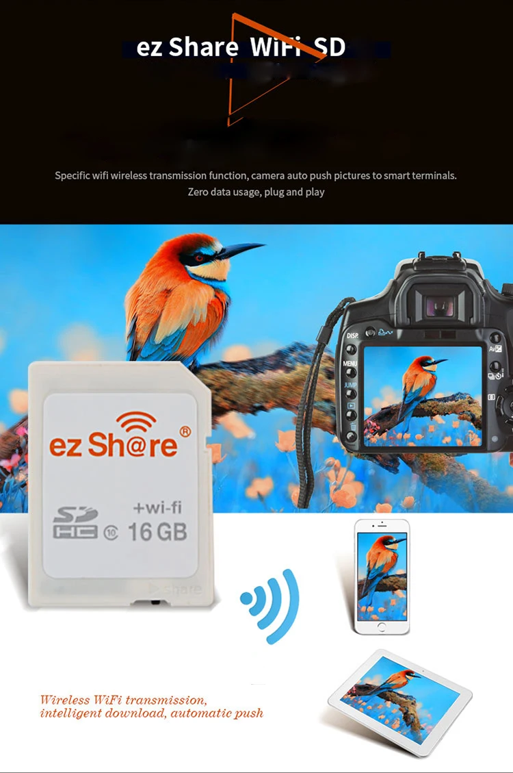 Новинка оригинальная реальная емкость Ez Share Wifi Sd карта памяти кард-ридер 32G 64G 128G C10 для камеры