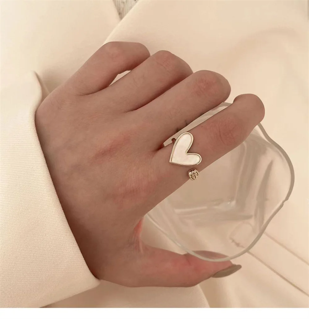 Finger Ring Jewelry Accessories Gold Color Heart Rings For Women Minimalist Open