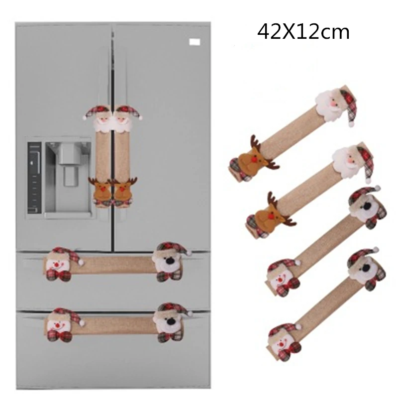 Snowman Santa Elk Refrigerator Sticker Kitchen Tools Christmas Decoration for Home Christmas Fridge Stickers - Цвет: D
