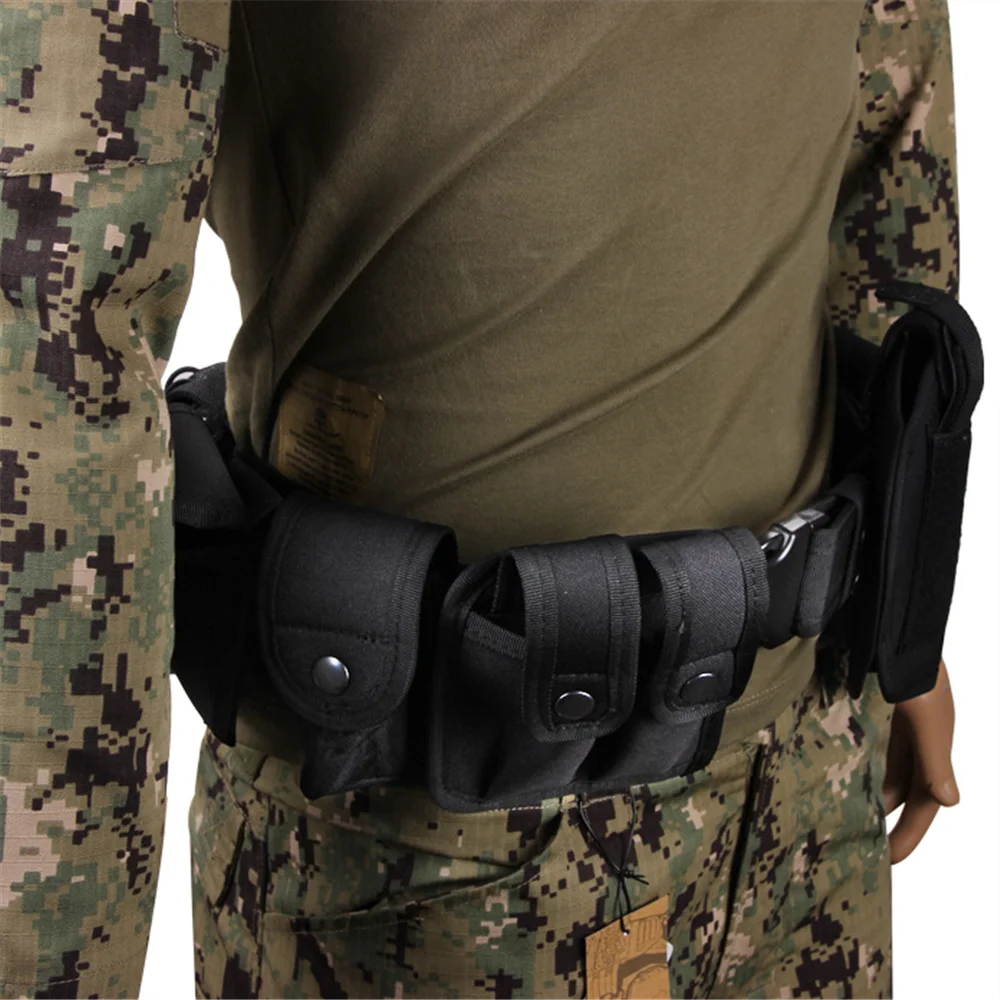Heavy Duty 50mm 2 IN 1 Belt Lockable Buckle Police Army Security Guard 4 Pockets 
