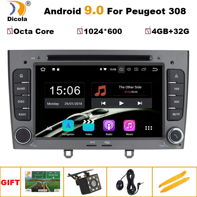 4 + 32G PX5 ips Android 9 Восьмиядерный автомобильный dvd плеер gps Navi для peugeot 408 308 308SW аудио