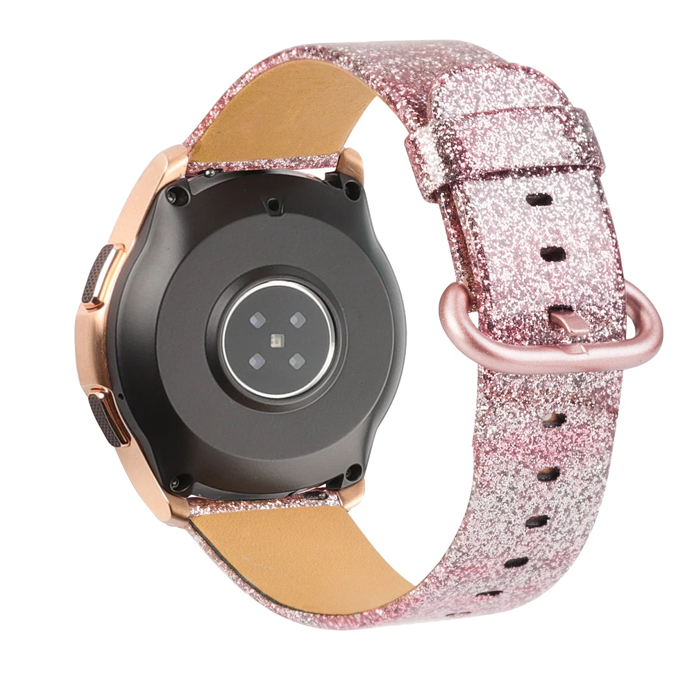 Pink Кожаный ремешок 40 мм для Galaxy Active2 Модные Блеск 42 мм 46 мм для samsung Шестерни S2 классический Шестерни спортивные Amazfit GTS 20/22 мм - Цвет ремешка: Pink