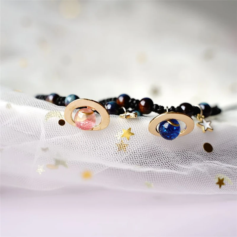 Universe Planet Bracelet Couple Handmade Adjustable Bracelet The Stars Moon Lovers Girlfriends Students Gift Jewelry For Beaded Bracelet Women Bracelet Apatite Bead Bracelets String Bracelets