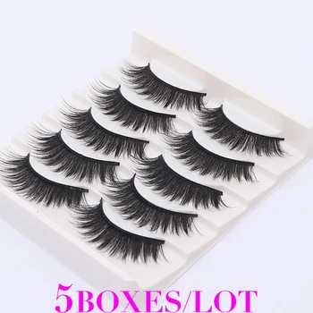 

5 Boxes Mink Eyelashes 3D Lashes Pack Luxurious Dramatic Messy Volume Fluffy Long Wispies Eye Lashes Sets 5 Pairs/Box