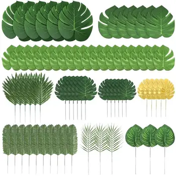 

70pcs Artificial Palm Leaves False Tropical Leaves Decorations Party Supplies Artificial Plants For Home Decor Wedding Party