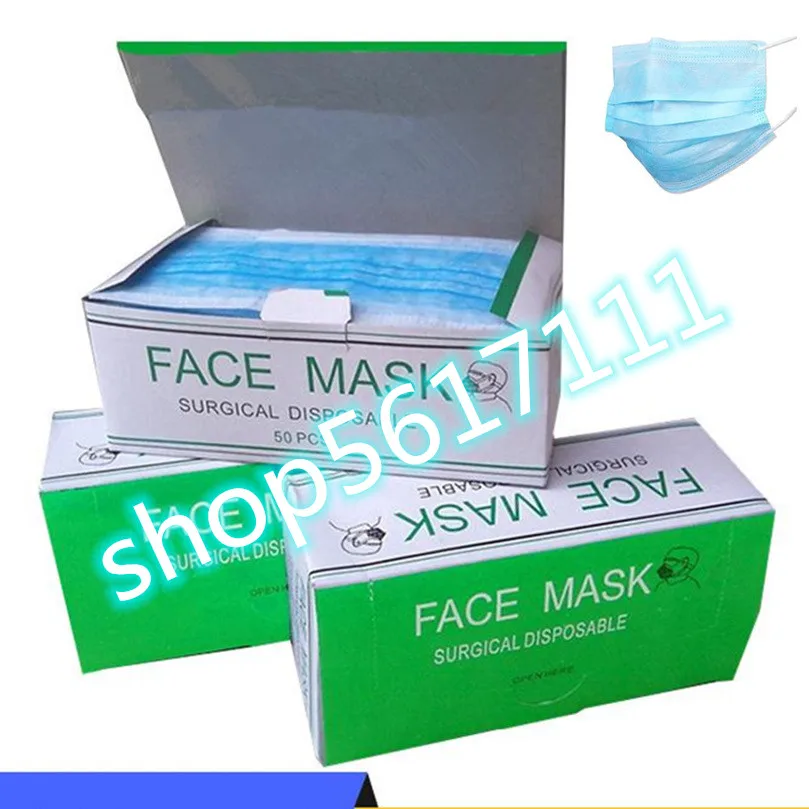 

Hot Sale 50 pcs Solid Color Face Mouth surgical Masks Non Woven Disposable Anti-Dust Masks off the shelf