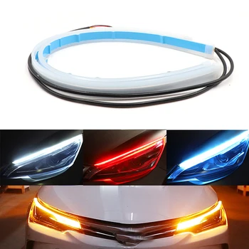 

2X Waterproof Flexible Universal Car LED DRL Daytime Running Light Flow Runs Auto Headlight Strip Brake Turn Signal Lamp