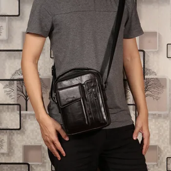 

YI'ANG Brand Crossbody Shoulder Bag Men Messenger Bags Genuine Leather Handbag Causal Male Handle Pack For Cell Phone Wallet