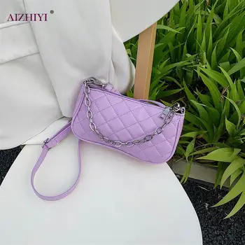

Women Solid Casual Shoulder Bag PU Leather Chain Female Underarm Handbag Fashion Female bag