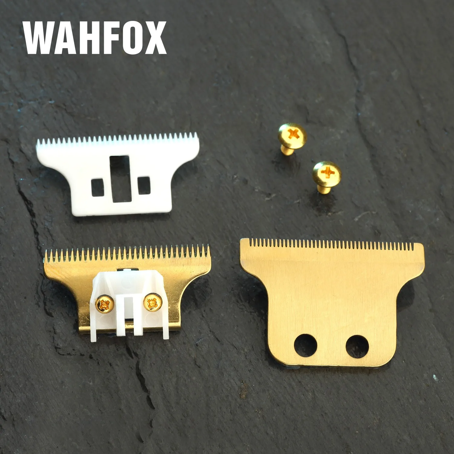 WAHFOX Pro Barber Trimmer Detailer Blades for 8081 Professional Hair Clipper Replacement Steel And Ceramic T-Cutter Blade