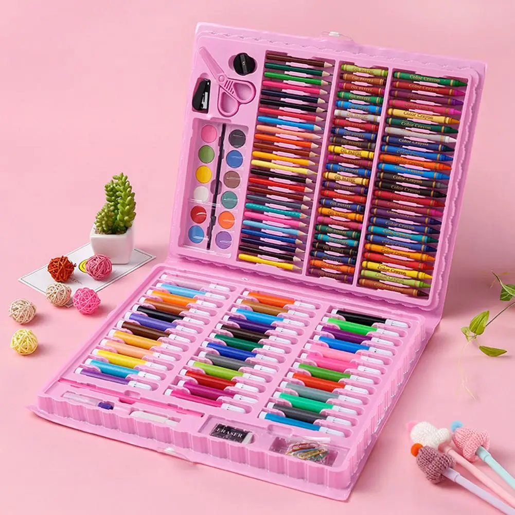 

150Pcs/Set Children Water Color Pen Crayon Pencil Painting Drawing Kit Tools