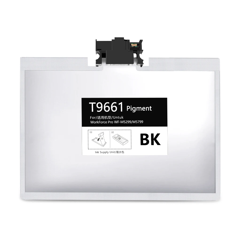 Pigmento Tinta 780ml para T9661 Europa Máquina para Epson Força de Trabalho Pro wf M5299 M5799 Bolsa de Tinta de Impressora com Chip de Tinta Pigmento T9661 - Imagem 4