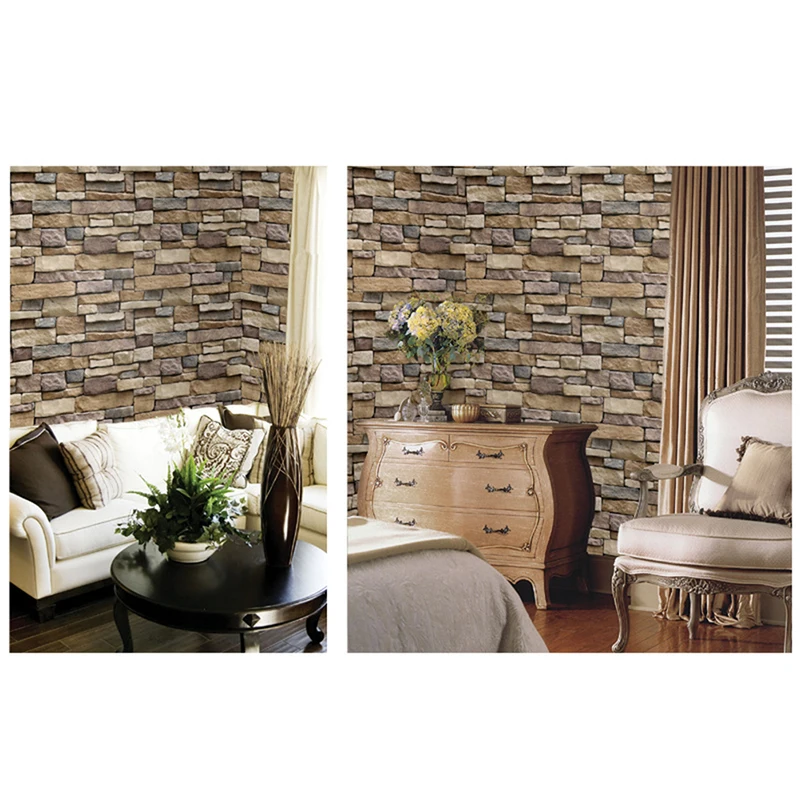 45x100cm Self Adhesive Wallpaper PVC Waterproof Stone Wallpapers Brick Wall Paper Decorative Wall Stickers Bedroom Home Decor