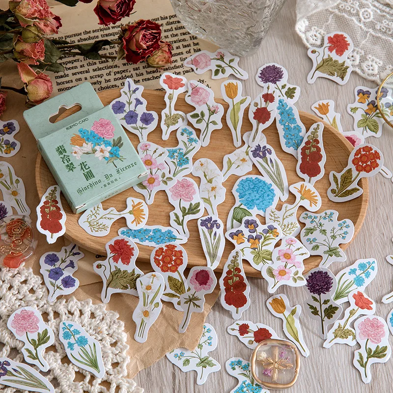 

46 Pcs/pack Fresh Flowers Sticker Set Cute Decoration Scrapbook Stickers For Journaling Kid Diy Arts Crafts Album Junk Journal