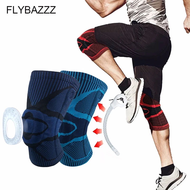 

1 PCS Fitness Basketball Sport Knee Brace Support Knee Compression Sleeves Spring Silicon Padded Protection Knee Pads Protector