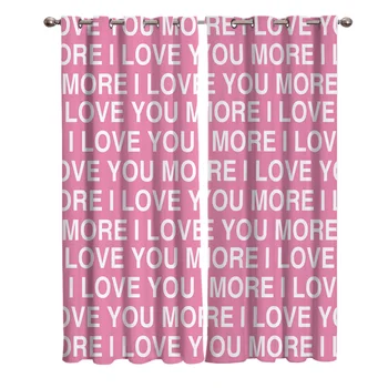 

Love You More Pink Background Biackout Window Curtains Living Room Curtain Kitchen Blackout Curtains