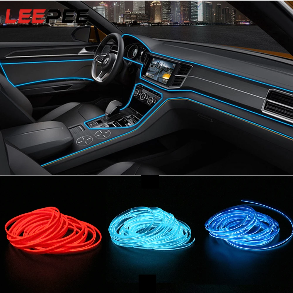 LEEPEE 5 м автомобильный Подсветка салона авто Светодиодные ленты EL провода веревка
