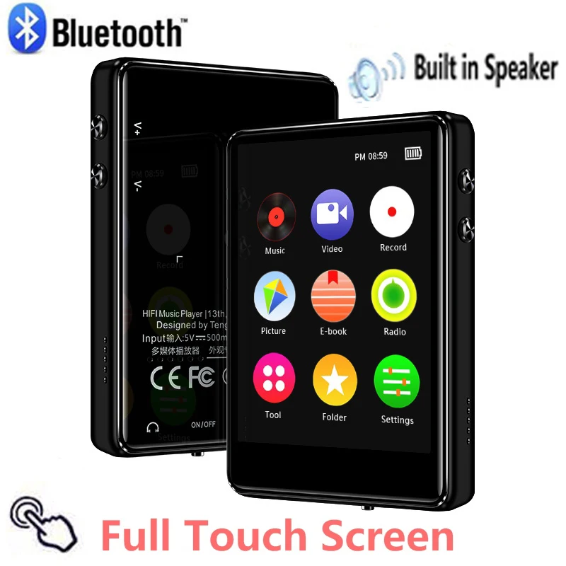 X62 Bluetooth MP3 плеер Музыкальный плеер полный сенсорный экран Металл HiFi Lossless плеер с динамиком, fm-радио, запись голоса