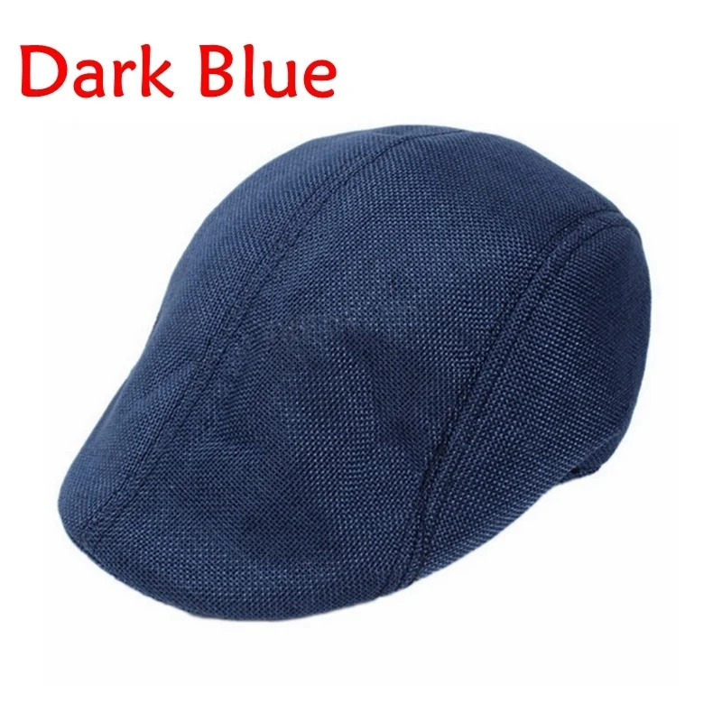 dark blue Wenyujh Мужская мода ретро Лен газетчик Гольф-берет плоская картуз Кепка Спортивная Повседневная дышащая берет унисекс плоская кепка s шапки - Цвет: dark blue