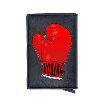 

High Quality Boxing Gloves Design Black Casual Digital Printing Card Holder Wallet Men Women Leather Short Mini Money Bag Gift