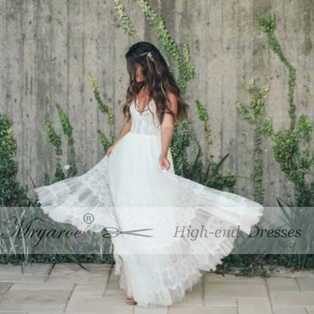 Mryarce Boho платье невесты на тонких бретельках очаровательные кружевные открытые сзади свадебные платья
