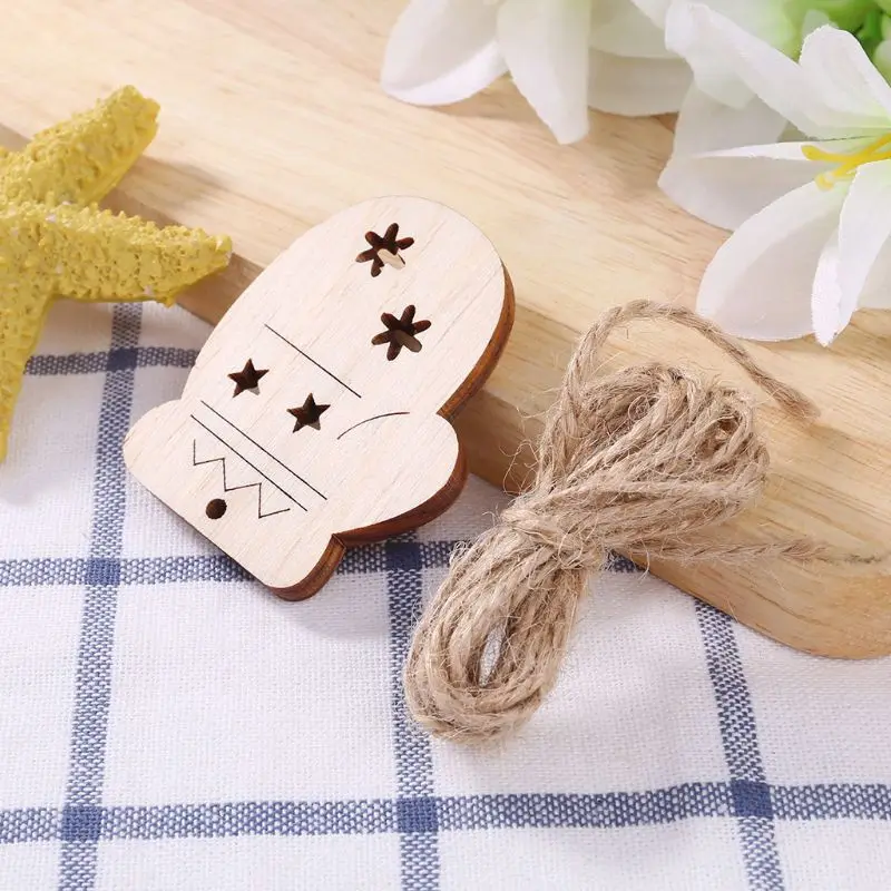 10 шт./компл. с рисунком рождественской елки Ангел перчатки DIY деревянный подвесной орнамент поделки своими руками вечерние домашний декор