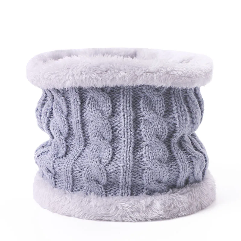 AA Детский комплект из шапки и шарфа, зимние однотонные шапочки Skullies с двойным помпоном из искусственного меха, высокое качество, вязаное кольцо для шляпы, шарф, шапка - Цвет: AA