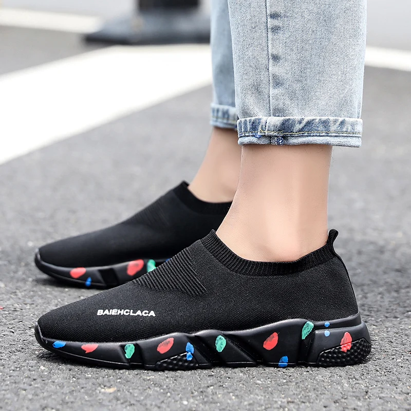 Новые женские легкие слипоны для ходьбы Мужская обувь мужские спортивные кроссовки Уличная Повседневная обувь женские носки обувь