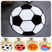 Модный черный и белый футбольный круглый ковер для детской комнаты, моющиеся Нескользящие Коврики для стульев, футбольные коврики для мальчиков