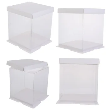 

4pcs Cake Packaging Box Cake Container Transparency Cake Box Cake Wrapping Box