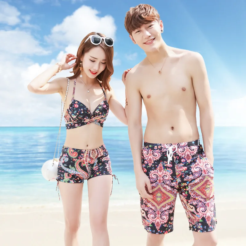 

Couples Swimsuit Sexy Bikini Three-piece Set Tour Bathing Suit Women's 2017 New Style Seaside Beach Couples Swimwear